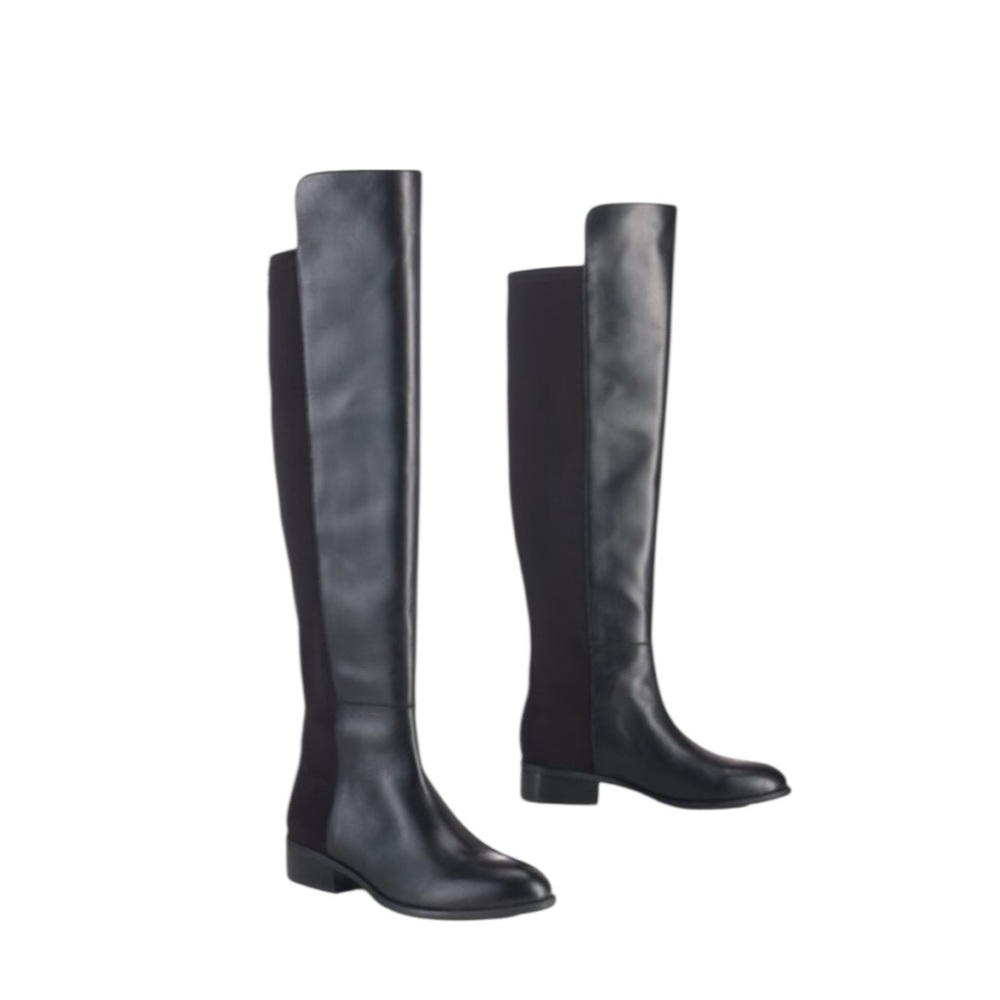 Ralph Lauren Maiya‎ Black Leather Pull On Over The Knee Riding Boots Size 6.5